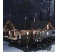 YUTAASU Luci a Ghiacciolo per Tende con 400 LED a Risparmio Energetico, 8 Modalità Illuminazione, Bianco Caldo, Impermeabile per Esterni e Interni, 3m Cavo Prolunga,