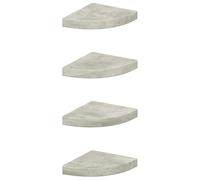 YUTAASU Mensole sospese ad angolo, 4 pezzi, grigio cemento, 25 x 25 x 3,8 cm, in MDF e metallo, per libri, oggetti da collezione, foto, oggetti decorativi, sistema di fissaggio invisibile, mensola da
