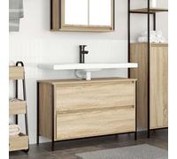 YUTAASU Mobile Lavabo Bagno con Cassetto e Anta a Gas, Materiale Legno Multistrato e Acciaio, Colore Rovere Sonoma, Dimensioni 90x34.5x60 cm, Soluzione di Stoccaggio per Bagno,