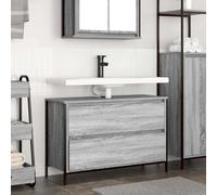 YUTAASU Mobile Lavabo Bagno Grigio Sonoma con Cassetto e Vano Portaoggetti, Piano Resistente e Ampio Spazio di Archiviazione, Materiale Legno Multistrato e Acciaio Durevole, Facile