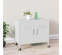 YUTAASU Mobiletto in Acciaio con Ruote e Ripiano Regolabile, Armadio Multimediale per DVD e Libri, Bianco 60x35x56 cm Questo robusto mobiletto organizzativo in acciaio offre ampio