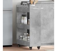 YUTAASU Mobiletto Multiuso con Ruote Girevoli e Bloccabili, Grigio Cemento, in Legno Multistrato Resistente all'Umidità, 60x22x79 cm, 60 kg Portata Massima, 2 Scomparti Ampio Spazio,