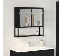 YUTAASU Mobiletto Specchio per Bagno in Legno MDF con Mensole, Mobile Specchio Bagno Nero Opaco Rettangolare per Interni con Due Ante e Finitura Opaca