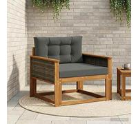 YUTAASU Moderno divano medio per esterni in legno di acacia massiccio, divano centrale per terrazza e balcone, con schienale a doghe, colore marrone naturale, materiale resistente alle intemperie per
