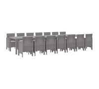 YUTAASU Moderno set da giardino in polyrattan con cuscini grigio chiaro, set da pranzo per terrazza e giardino, 400 x 100 cm, braccioli piatti, facile da montare