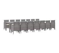 YUTAASU Moderno set da pranzo da giardino con cuscini, 15 pezzi, grigio chiaro, in polyrattan, con imbottitura, 400 x 100 cm, per terrazze e giardini, facile da montare