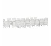 YUTAASU Moderno set da pranzo da giardino con cuscini, 17 pezzi, in polyrattan, 400 x 100 cm, bianco, set da giardino per terrazza, braccioli piatti, facile da montare