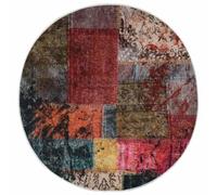 YUTAASU Non-Slip Velvet Round Area Rug with Noise Absorption, Multicolor Digital Printed Soft Carpet, 120cm Diameter 1000gsm Polyester Floor Mat for Home Decor