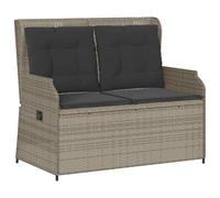 YUTAASU Panca da giardino reclinabile moderna in polyrattan con schienale regolabile e cuscino, grigio chiaro, per terrazza e giardino