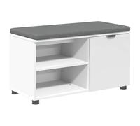 YUTAASU Panca rettangolare per corridoio con seduta e scaffale, bianca, con cuscino e mensola per corridoio e ingresso, 80 x 38 x 46 cm