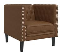 YUTAASU Poltrona Chesterfield marrone effetto pelle scamosciata in resistente tessuto in microfibra con cuciture a bottoni, spessa imbottitura per una comoda esperienza di seduta, gambe di supporto