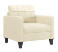 YUTAASU Poltrona color crema in similpelle resistente con braccioli spessi e cuscini per lo schienale per una seduta confortevole, robusta struttura in metallo, design moderno, portata fino a 110 kg