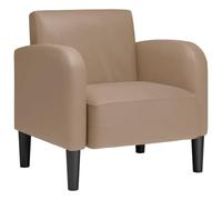 YUTAASU Poltrona con braccioli, marrone cappuccino, 54 cm, in ecopelle, con combinazione di molle in schiuma per una seduta di sostegno, similpelle resistente e facile da pulire, liscia
