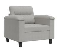 YUTAASU Poltrona grigio chiaro da 60 cm con braccioli in resistente tessuto in microfibra, spessa imbottitura per una seduta confortevole, struttura in metallo stabile, design moderno, portata fino a