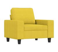 YUTAASU Poltrona in tessuto giallo chiaro, 60 cm, con braccioli e cuscino per lo schienale, imbottita spessa per una comoda esperienza di seduta, robusta struttura in metallo, design moderno