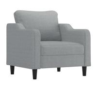 YUTAASU Poltrona in tessuto resistente grigio chiaro da 60 cm con seduta spessa imbottita, braccioli e cuscini per lo schienale per una comoda esperienza di seduta, robusta struttura in metallo