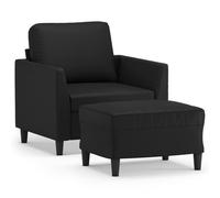 YUTAASU Poltrona nera con poggiapiedi in similpelle resistente, spessa imbottitura per una seduta confortevole, robusta struttura in compensato e metallo, versatile come poltrona relax