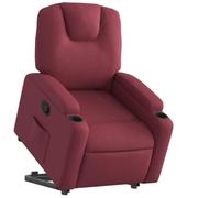 YUTAASU Poltrona relax con supporto elettrico in tessuto rosso vino, funzione reclinabile manuale fino a 135 gradi, imbottitura spessa, due portabicchieri e tasca laterale, robusto telaio in legno e