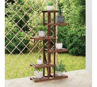 YUTAASU Portavaso in Legno di Abete Carbonizzato 140.5 cm, Supporto Piante Rustico per Interni con 3 Ripiani, Espositore Fiori Resistente all'Umidità per Soggiorno