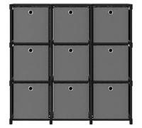 YUTAASU Robusta scaffale con 4 ripiani: scaffale a cubo di colore nero con dimensioni di 69 x 30 x 72 cm, moderno scaffale in tessuto e acciaio per un design stabile degli ambienti