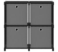 YUTAASU Robusta scaffale con 4 ripiani: scaffale a cubo di colore nero con dimensioni di 69 x 30 x 72 cm, moderno scaffale in tessuto e acciaio per un design stabile degli ambienti