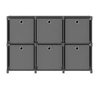 YUTAASU Robusto scaffale con 6 scomparti: scaffale a cubo di colore grigio con dimensioni di 103 x 30 x 72,5 cm, moderno scaffale in tessuto e acciaio per un design stabile degli ambienti
