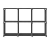 YUTAASU Robusto scaffale con 6 scomparti: scaffale a cubo di colore grigio con dimensioni di 69 x 30 x 72,5 cm, moderno scaffale in tessuto e acciaio per un design stabile degli ambienti
