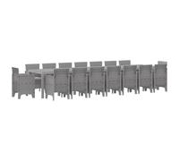 YUTAASU Salotto da giardino moderno con cuscini, 17 pezzi, grigio chiaro, in polyrattan, 400 x 100 cm, per terrazza e giardino, facile da montare