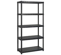 YUTAASU Scaffale con 5 ripiani, nero, 274 x 45,7 x 185 cm, in plastica, versatile libreria e scaffale decorativo per piante, scaffale compatto per sfruttare al meglio lo spazio
