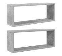 YUTAASU Scaffale cubico grigio cemento, 2 pezzi, 60 x 15 x 23 cm, set di mensole da parete in legno per la decorazione e la conservazione di libri, ornamenti e oggetti da collezione