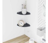 YUTAASU Scaffale sospeso in acciaio, 2 pezzi, 15 x 15 cm, montaggio ad angolo, con bordo rialzato, piccolo scaffale a quarto rotondo, per soggiorno, cucina, bagno, antracite