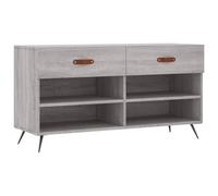 YUTAASU Scarpiera grigio Sonoma, 102 x 35 x 55 cm, in legno con 2 cassetti e 4 scomparti, robusta piastra superiore per sedersi, gambe stabili in ferro, carico massimo 110 kg per seduta