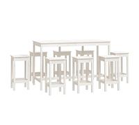 YUTAASU Set da bar in legno di pino massiccio bianco, composto da tavolo e sgabello da bar senza schienale, robusto piano per bevande e cibo, salvaspazio sotto il tavolo
