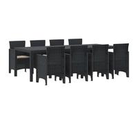 YUTAASU Set da pranzo da giardino, 9 pezzi, in polyrattan, antracite, con cuscini per terrazza, moderno set da giardino per 9 persone, configurazione tavolo rettangolare per cene in famiglia e feste