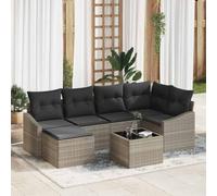 YUTAASU Set da pranzo da giardino con cuscini e contenitore, 7 pezzi, grigio chiaro, design modulare con spazio per riporre oggetti, per terrazza