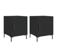 YUTAASU Set di 2 comodini neri con piedini in metallo, 40 x 40 x 50 cm, in legno, offre ampio scomparto e pratica porta per riporre libri al riparo dalla polvere