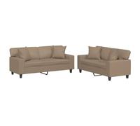 YUTAASU Set di 2 divani con cuscini in similpelle marrone cappuccino, resistente e facile da pulire, con sedute e braccioli imbottiti spessi per un comodo relax