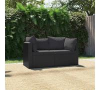 YUTAASU Set di 2 divani da giardino con cuscini in polyrattan nero, 2 divani ad angolo, 2 cuscini da seduta, cuscini per schienale per terrazza e balcone. Goditi il tuo tempo libero all'aperto con