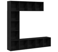 YUTAASU Set di 3 librerie/mobile TV nero - Libreria con mobile TV e armadio da parete con 12 scomparti per una pratica soluzione di archiviazione