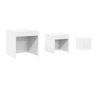 YUTAASU Set di 3 tavolini bianchi in legno, moderni tavolini da salotto e camera da letto, tavolini salvaspazio con differenza di dimensioni da riporre sotto il