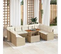 YUTAASU Set di cenere da giardino con cuscini, 10 pezzi, in polyrattan, con vano portaoggetti, set di mobili modulari per esterni, per terrazza e terrazza, durevole