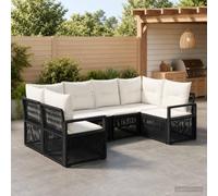 YUTAASU Set di divani da giardino, 6 pezzi, in polyrattan, colore: nero | Modulare, resistente alle intemperie, telaio in acciaio, rivestimento in poliestere, lavabile in lavatrice