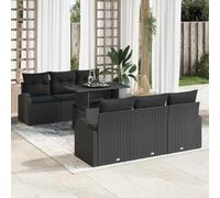 YUTAASU Set di divani da giardino, 7 pezzi, in polyrattan, con cuscino e ripiano in vetro, mobili per esterni per terrazza e giardino