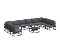 YUTAASU Set di divani da giardino con cuscini, 11 pezzi, in alluminio, nero, con piedini regolabili e braccioli quadrati per un'eleganza moderna
