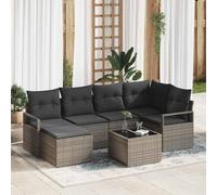YUTAASU Set di divani da giardino con cuscini e contenitore, 7 pezzi, grigio chiaro, in rattan sintetico resistente, con struttura modulare e scomparti nascosti per terrazza