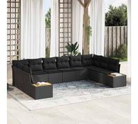 YUTAASU Set di divani da giardino con cuscino, 10 pezzi, in polyrattan nero, modulare per esterni, in legno di acacia, borsa impermeabile, spiegazione di ottimizzazione: 1. Informazioni principali: