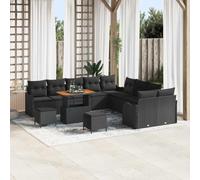 YUTAASU Set di divani da giardino da 13 pezzi con cuscini e funzione di memoria, colore nero, in rattan sintetico resistente, per terrazze ed esterni