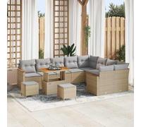YUTAASU Set di divani da giardino modulari, 12 pezzi, in polyrattan, beige, con cuscino e funzione di memoria, per terrazza e giardino