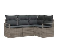 YUTAASU Set di divani in polyrattan con cuscino a memoria, 4 pezzi, grigio