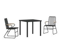 YUTAASU Set di mobili da giardino, 3 pezzi, colore nero, con tavolo rettangolare e acciaio verniciato a polvere, PVC ad asciugatura rapida, per terrazza e giardino, facile da montare